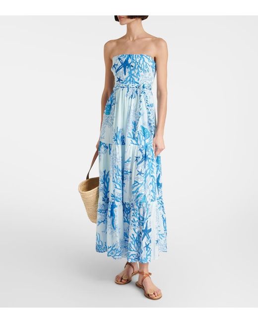 Robe Longue Thelma Imprimee En Coton Poupette en coloris Blue