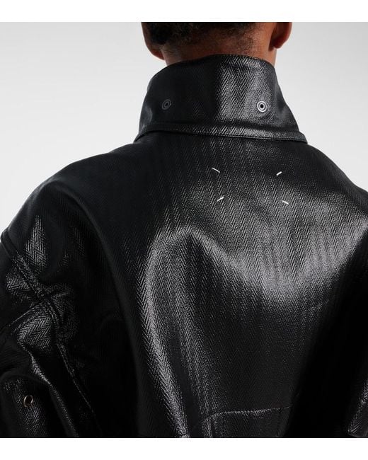 Maison Margiela Black Herringbone Cotton Jacket