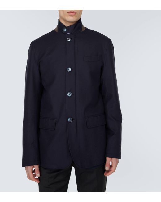 Herno Blue Cotton, Cashmere, And Silk Coat for men