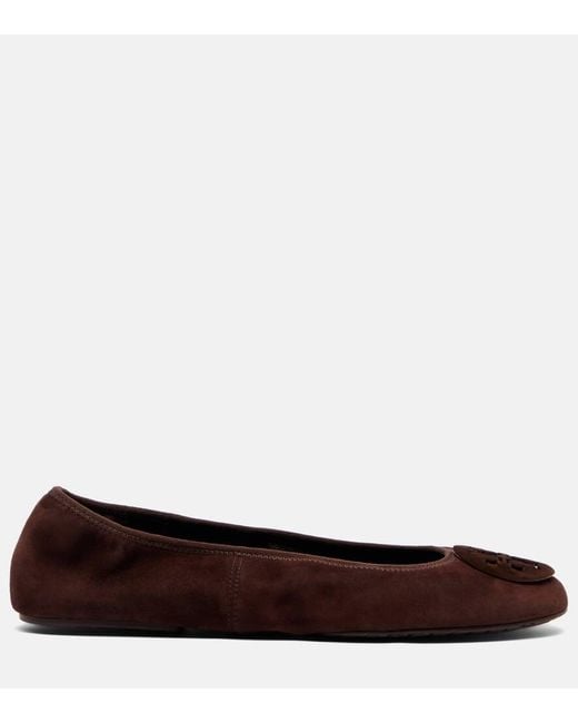 Tory Burch Brown Reva Suede Ballet Flats