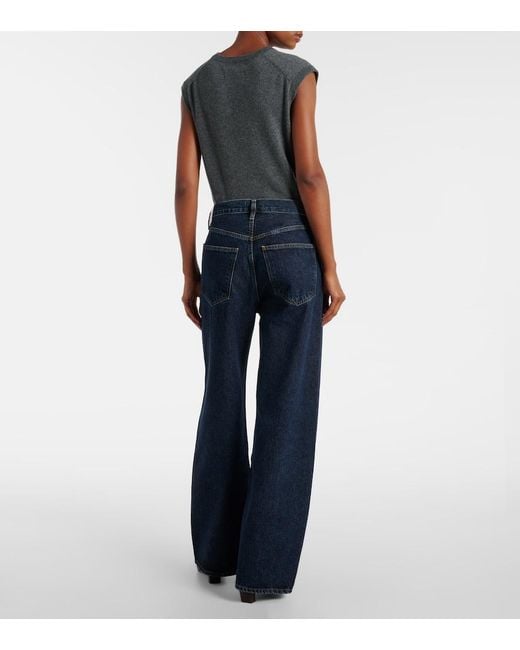 Agolde Blue Low Curve Mid-Rise Barrel-Leg Jeans