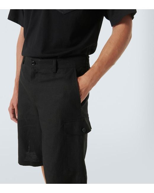 Dolce & Gabbana Black Linen Cargo Shorts for men