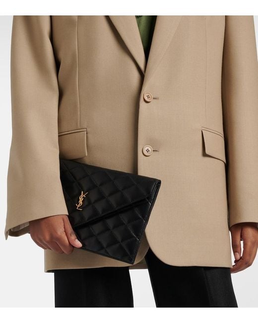 Saint Laurent Black Cassandre Quilted Leather Pouch