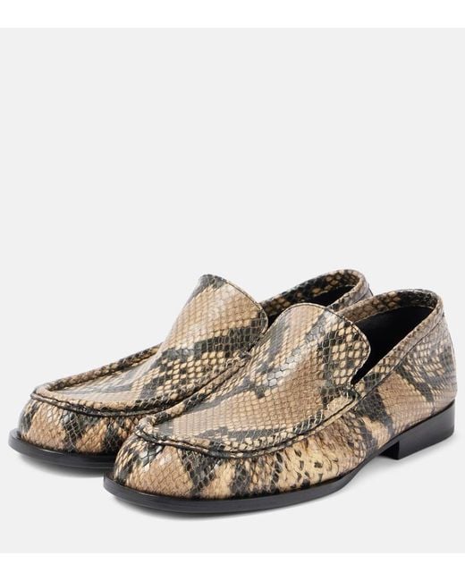 Dries Van Noten Natural Snake-Effect Leather Loafers
