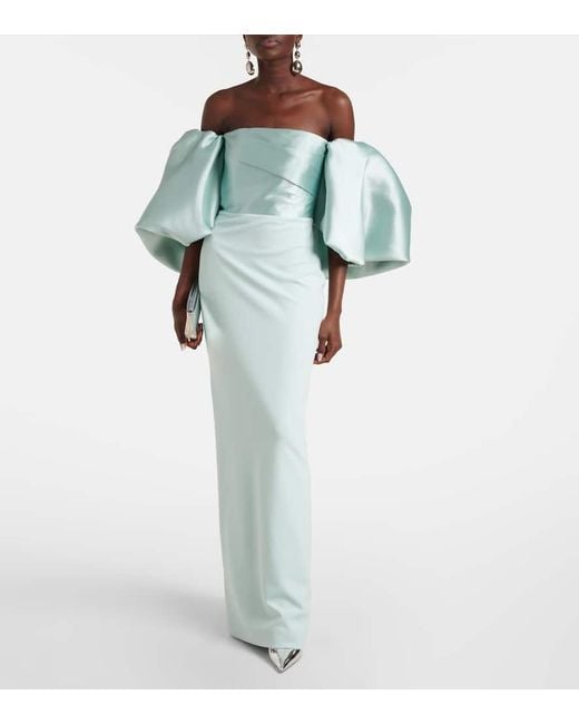 Solace London Green Floris Open-Back Gown