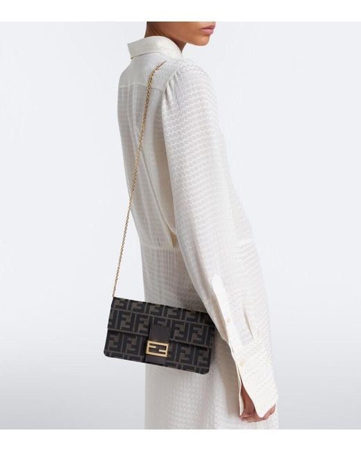 Fendi Black Tube Jacquard Canvas Wallet On Chain