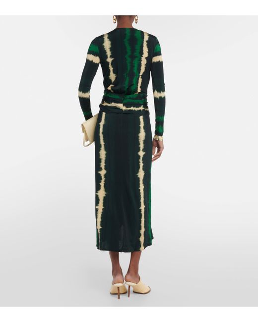 Johanna Ortiz Green Printed Jersey Midi Dress