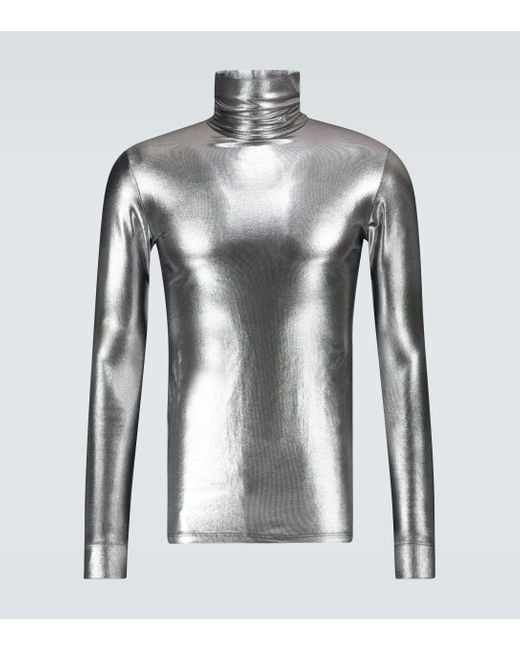 Raf Simons Gray Metallic Turtleneck Pullover for men