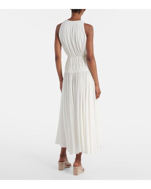 Alaïa White Draped Sleeveless Woven Maxi Dress