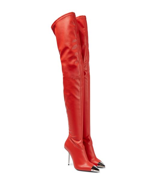 David Koma Leather Over-the-knee Boots in Red | Lyst