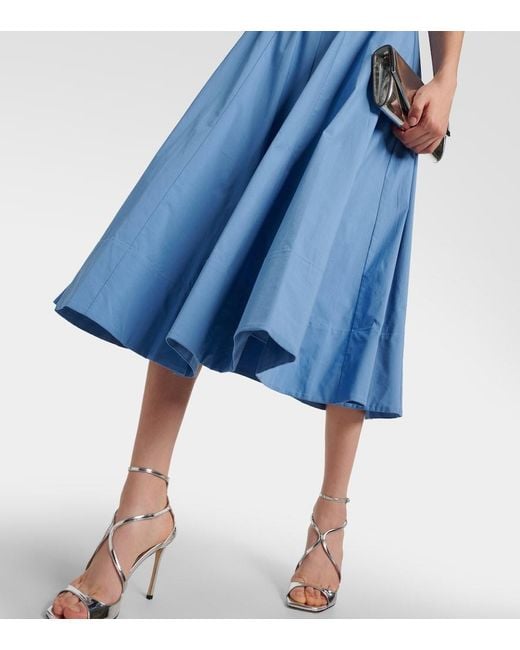 Staud Blue Wells Cotton Midi Dress