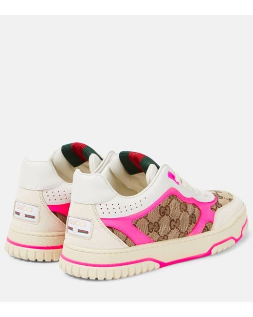 Gucci Pink Re-web Leather Sneakers