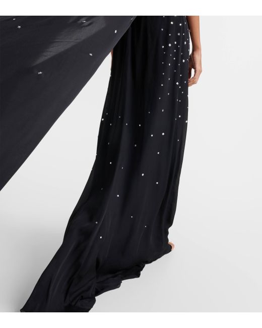 Robe longue en soie a cristaux Monique Lhuillier en coloris Black