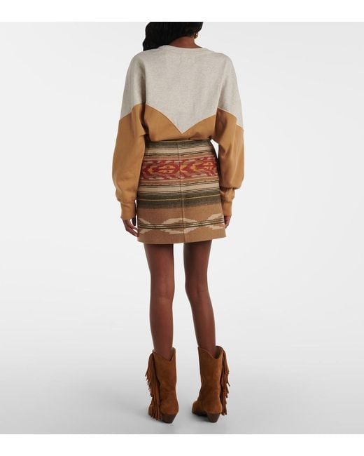 Isabel Marant Brown Adelaide Fringed Wool-Blend Miniskirt