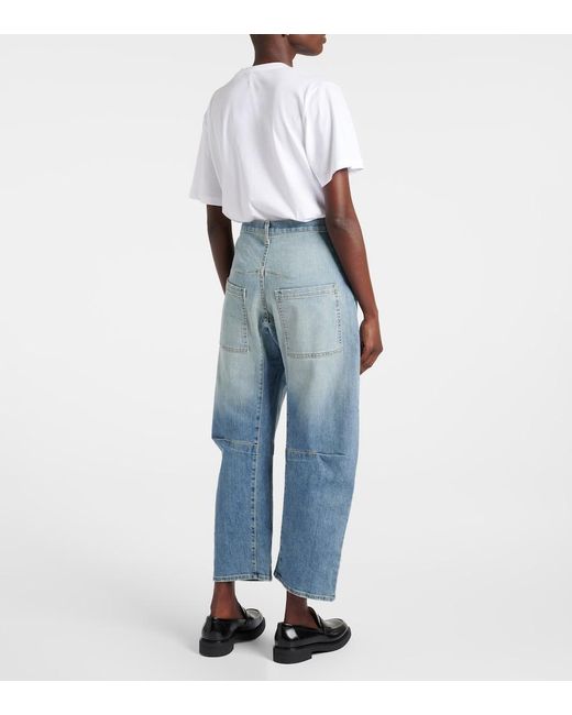 Nili Lotan Blue Shon High-Rise Barrel-Leg Jeans