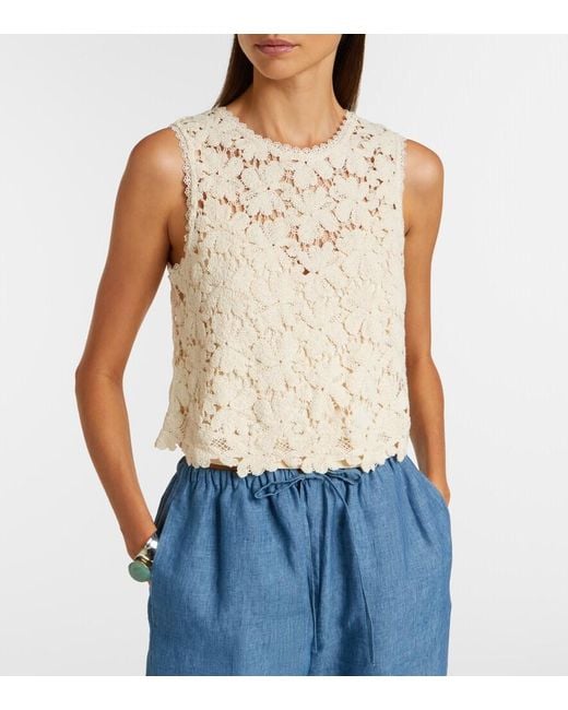 Velvet Natural Simona Cotton-Blend Guipure Lace Top