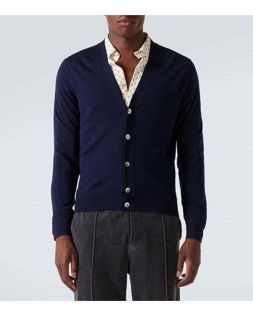 Tom Ford Blue Wool Cardigan for men