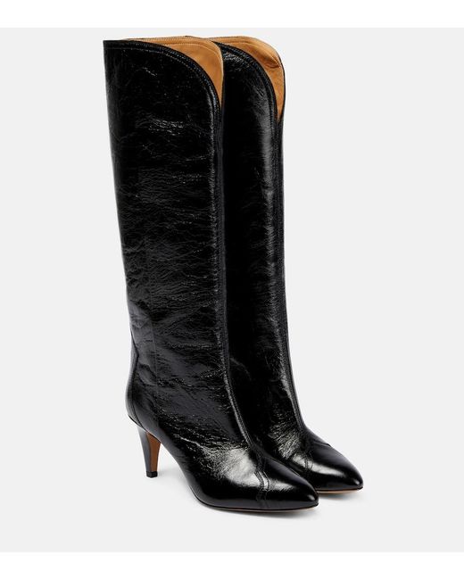 Isabel Marant Black Lestany Leather Knee-High Boots