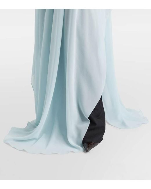 Tom Ford Blue Leather-Trimmed Silk Kaftan