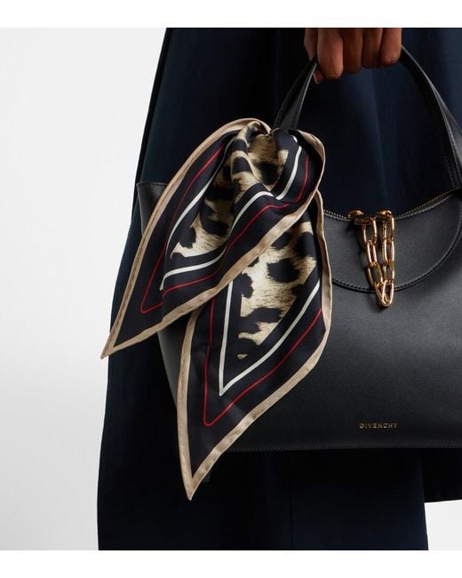 Givenchy Black Leopard-Print Silk Scarf