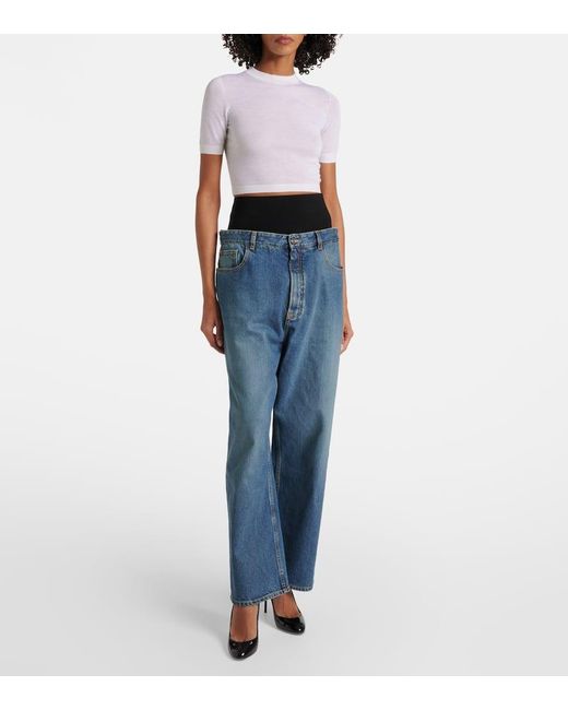 Top Raccourci En Cachemire Alaïa en coloris White