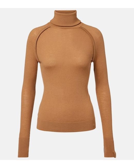 Pull A Col Roule En Laine Victoria Beckham en coloris Brown