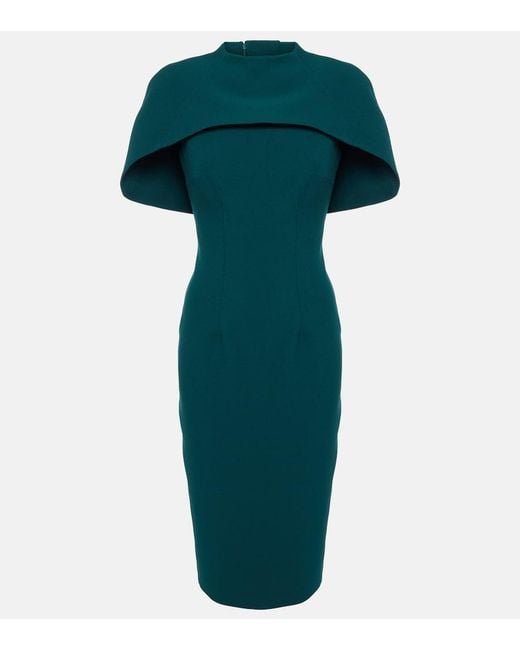 Safiyaa Green Kalika Caped Midi Dress