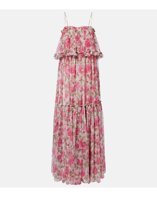 Chloé Pink Floral Silk Georgette Maxi Dress