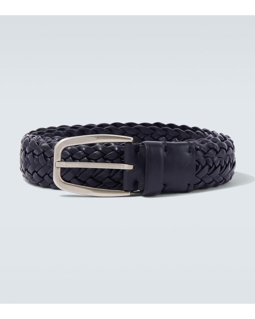 Zegna Blue Braided Leather Belt for men