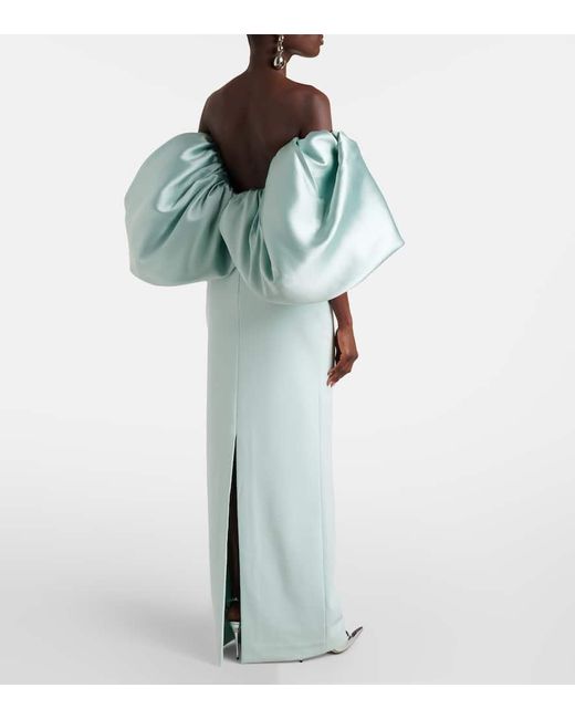 Solace London Green Floris Open-Back Gown