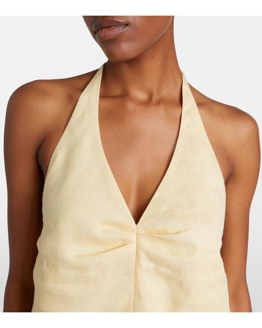 Staud Natural Corso Halterneck Linen Top