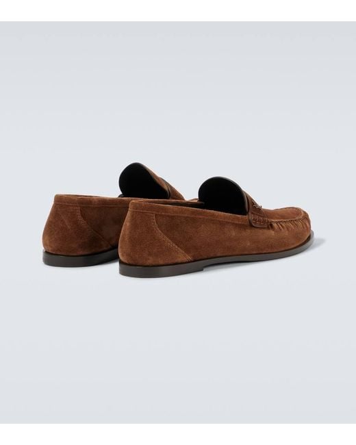 Saint Laurent Brown Laurent Suede Penny Loafers for men