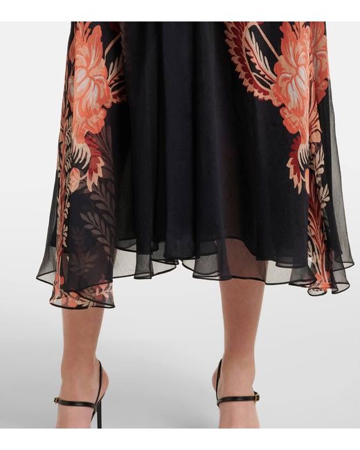 Etro Red Bedrucktes Midikleid Aus Seide