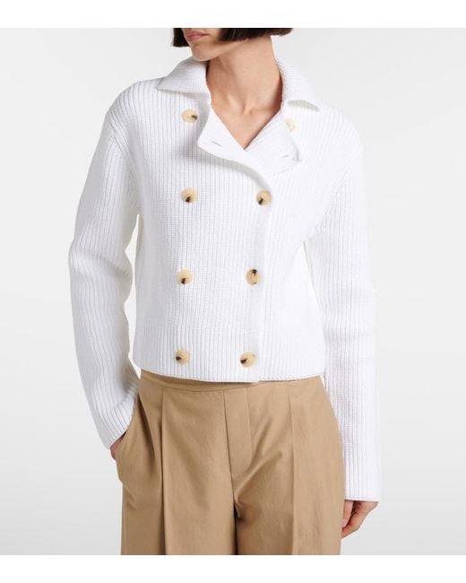 Vince White Double-Breasted Cotton-Blend Jacket