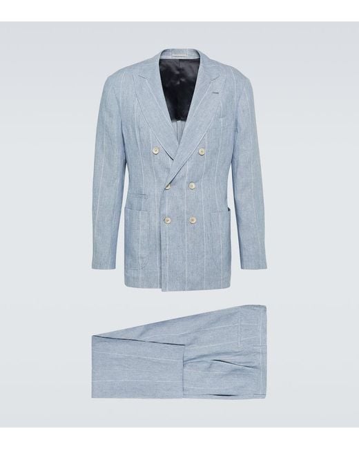 Brunello Cucinelli Anzug aus Leinen in Blue für Herren