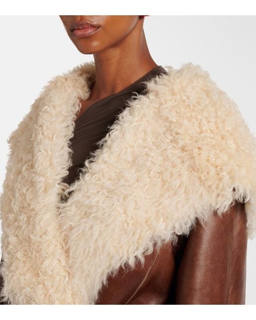 Magda Butrym Brown Shearling-Trimmed Leather Jacket