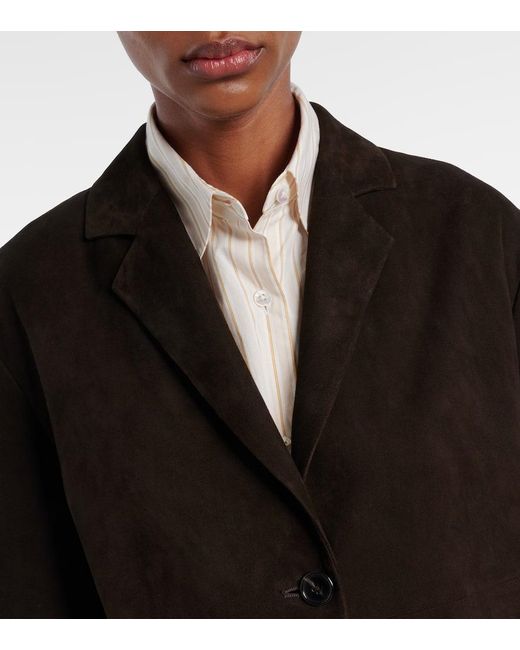 The Row Black Babilonia Suede Coat