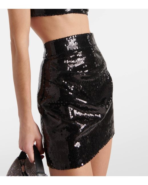 Alex Perry Black High-rise Sequined Miniskirt