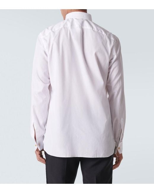 Rubinacci White Pleated Cotton Tuxedo Shirt for men