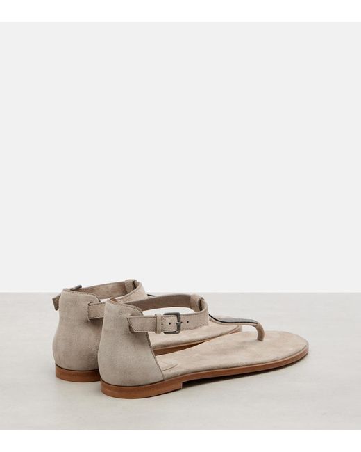 Brunello Cucinelli Brown Monili Suede Slides