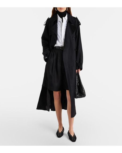 Frankie Shop Black Veyron Double-Breasted Twill Trench Coat