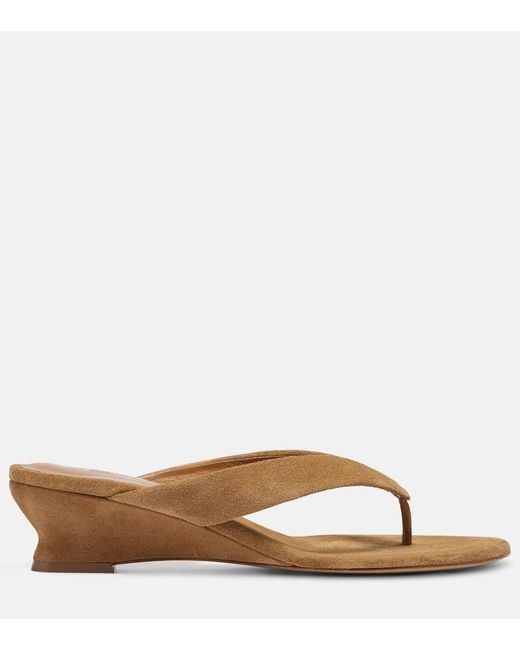 Le Monde Beryl Brown Micro Wedge 40 Suede Thong Sandals