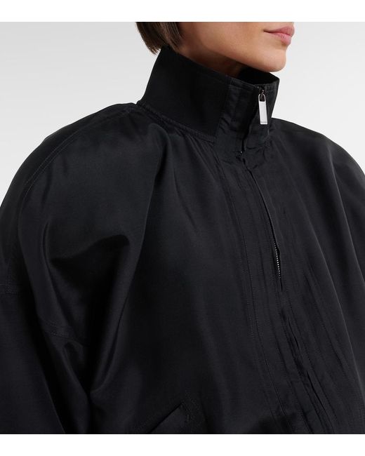 Gucci Black Silk Poplin Bomber Jacket