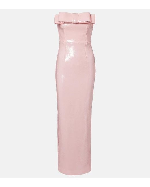 The New Arrivals Ilkyaz Ozel Pink Sisu Sequined Strapless Gown