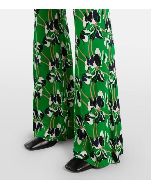 Diane von Furstenberg Green Brooklyn Printed Flared Pants
