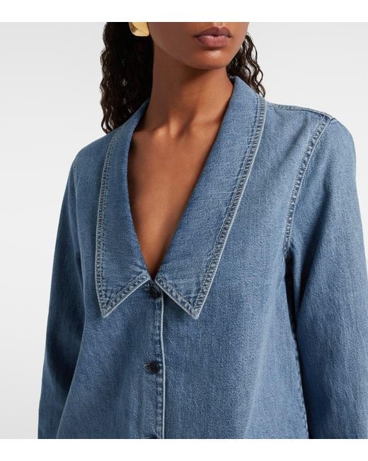 FRAME Blue Low Collar Denim Shirt