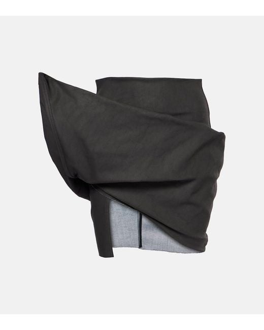 Minifalda Drapeada De Mezcla De Algodon Rick Owens de color Black