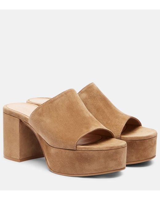 Gianvito Rossi Brown Suede Platform Mules