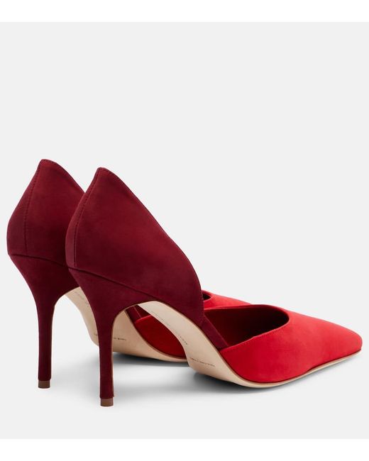 Manolo Blahnik Red Taylerbinu 90 Suede Pumps