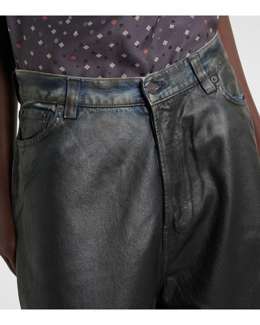 Acne Black 2023 Mid-Rise Wide-Leg Coated Jeans